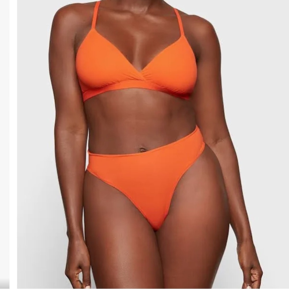SKIMS Orange Triangle Bralette & High Cut Bikini Bottom Set